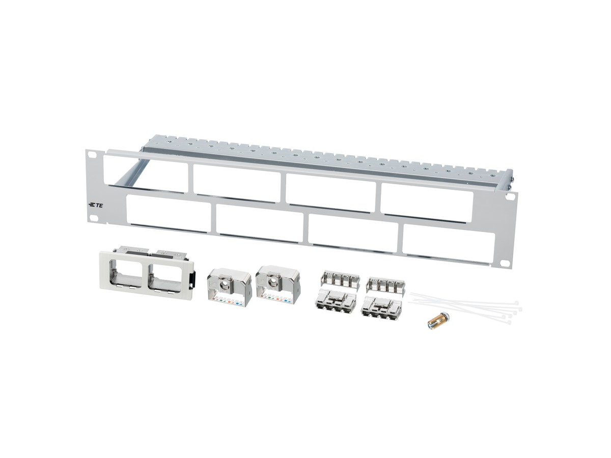 ACO Ultra Quick-Fit Patchpanel, 16fach, 2HE, schwarz inkl. 8 Quick-Fit Kits