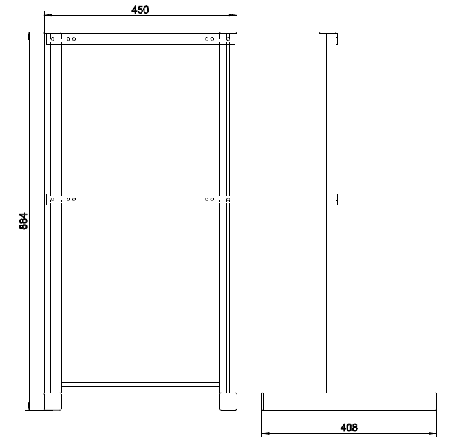 Cadre support DISTRO en profilé d'aluminium 20300 
convient aux distributeurs 370 et 371