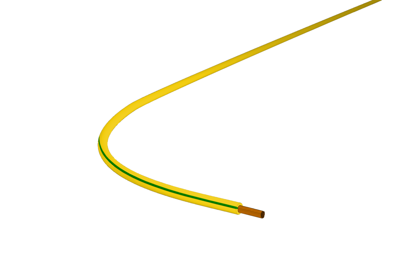 Toron 0.5mm2 sans halogène 90°C jaune-vert RAL 6018/1021, H05Z-K