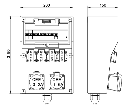 Distributeur de courant en caoutchouc dur DISTRO 260-6557