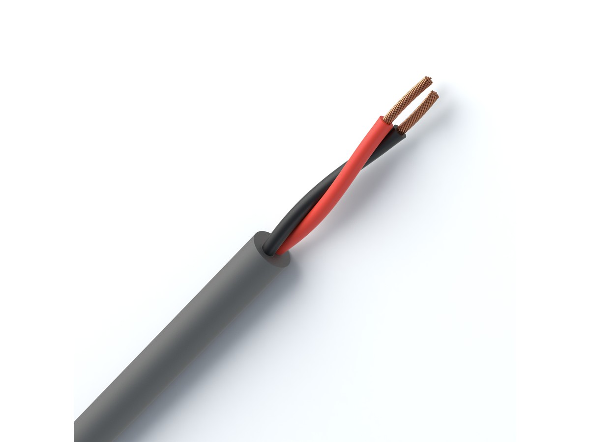 Câble haut-parl. 2x6 rouge/noir sh ronde gris Cca