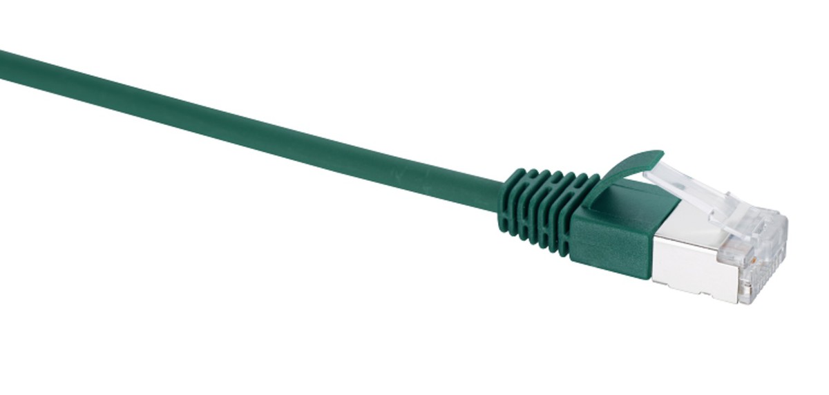 VL RJ45 Slim Cat.6a gn/gn 0.5m Câble patch slim STP diamètre 4mm Catégorie 6A Câble : vert Protection anti-plis : vert