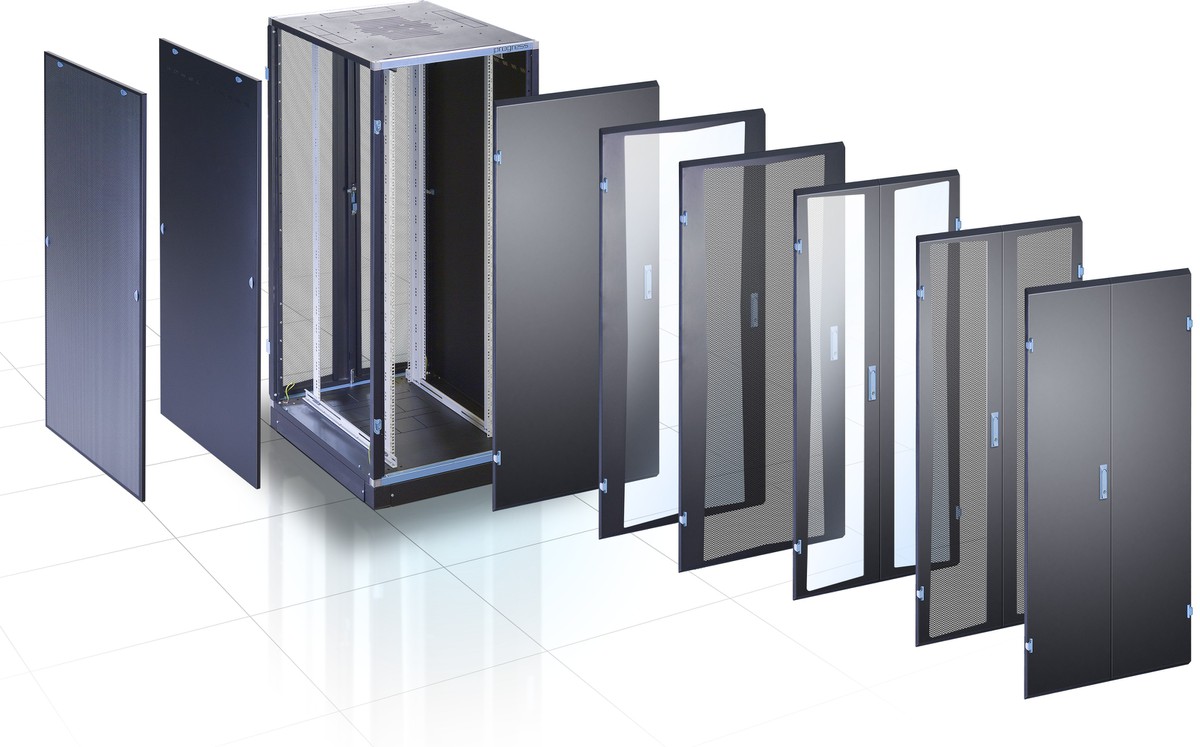 TSP-Rack 600x600x20HE RAL7035 - 19“ Säulen vorne + hinten - Fronttüre Glas inkl. Schwenkhebelgriff mit Schlüssel  - Rückwand mit Schnellverschluss - Seitenwände mit Schnellverschluss - Deckblech mit Lüftungsschlitzen vorbereitet für Ventilatoreneinbau ...