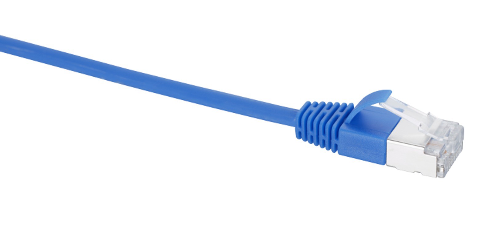 VL RJ45 Slim Cat.6a bl/bl 6m Câble patch slim STP diamètre 4mm Catégorie 6A Câble : bleu Protection anti-pli : bleu