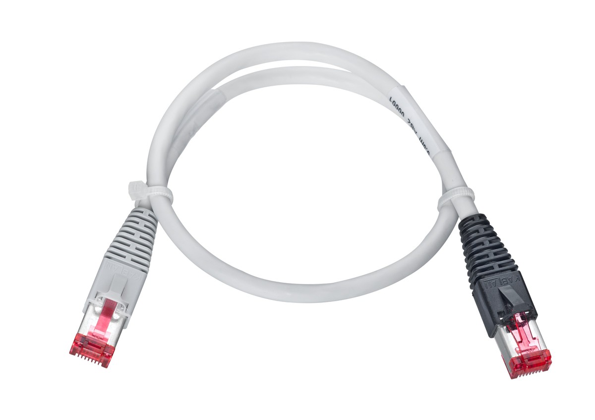 AK VBS Typ 17+ RJ45 HR hf gu/sz Kat.6 1.0m gr Kabel: Uninet 7702 S/FTP grau  Stecker: Hirose TM-21 1.Seite: Knickschutz grau              Schirm offen  2.Seite: Knickschutz schwarz               Schirm angeschlossen