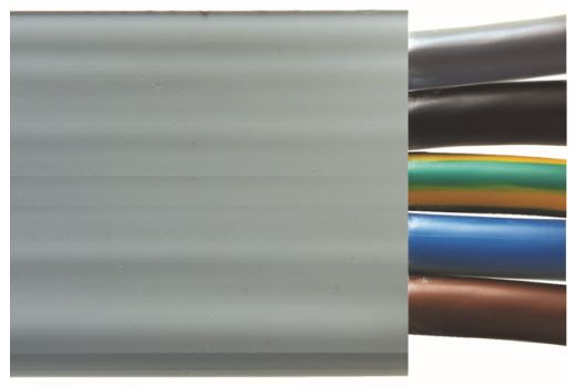 Flachkabel 5x25 LNPE hf lichtgrau B2ca