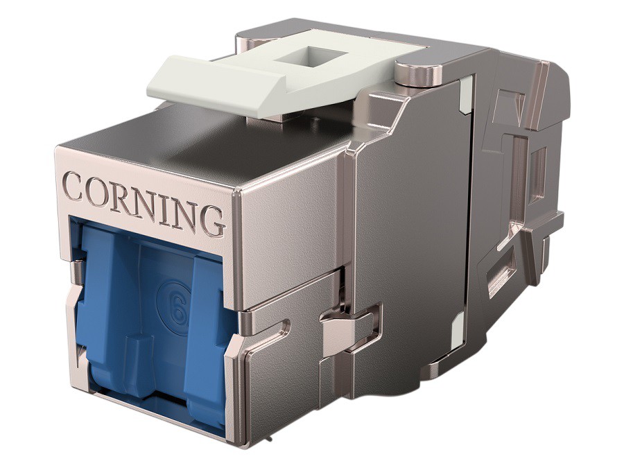 Corning RJ45 Jack Cat.6a Keystone STP KS500S Trois sorties de câble Clapet anti-poussière intégré Câblage sans outillage