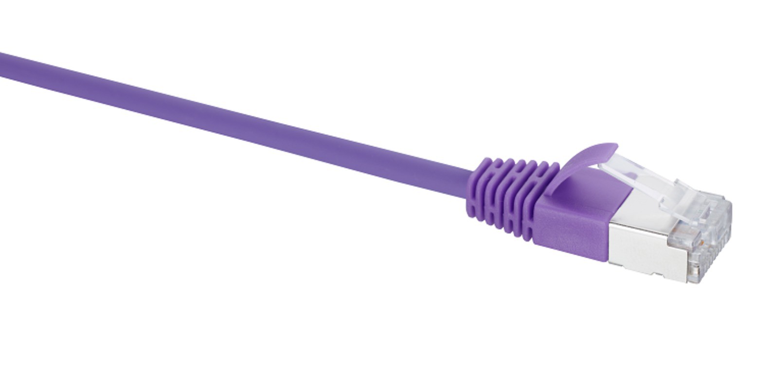 VL RJ45 Slim Cat.6a vi/vi 1m Câble patch slim STP diamètre 4mm Catégorie 6A Câble : Violet Protection anti-plis : Violet