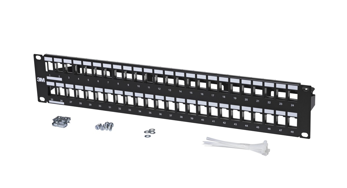 Corning Patchpanel 48 Port 2 HE schwarz leer V-Serie