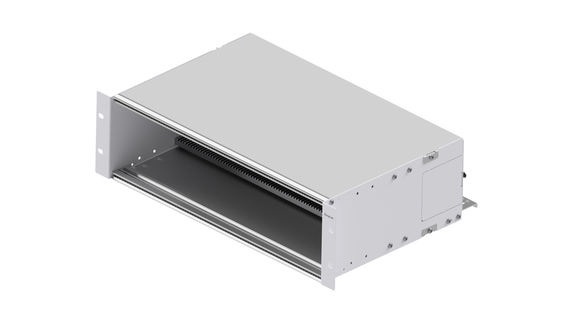 Baugruppenträger für 12x7TE 19"" 3HE Module werden mit 2 Schrauben fixiert Montagematerial und Erdungsset inklusive Maximalausbau 12x7TE Module LWL oder Kupfer