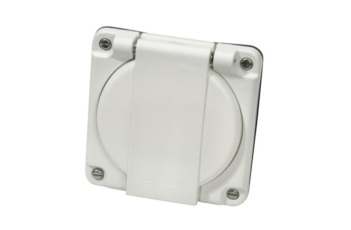 NUP mit Klappdeckel weiss Bohrung Ø58mm für Abdeckung Ø63mm ohne Bezeichnungsschild