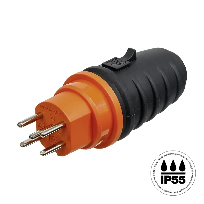 Stecker T15 IP55 anthrazitgrau/orange