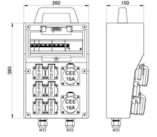 Distributeur de courant en caoutchouc dur DISTRO 260-6965