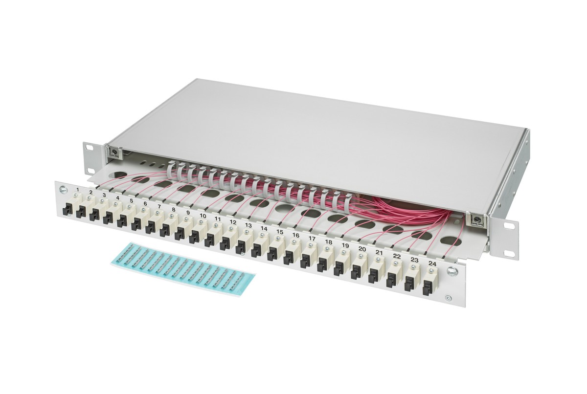 LWL 19" KEV 1HE ausz. 24xSC OM4 komp.