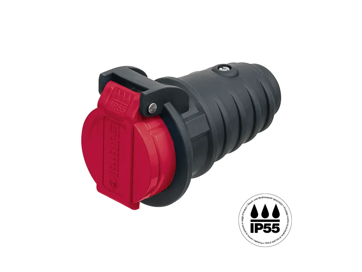 Prise T25 IP55 gris anthracite/rouge