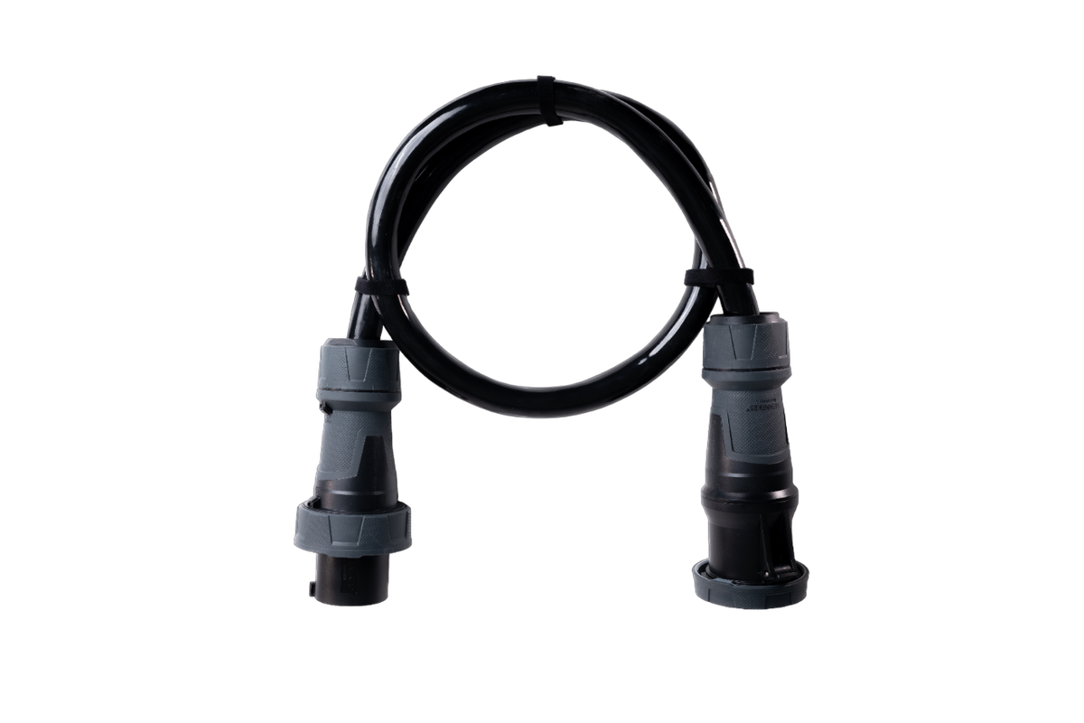 Alu Verlängerungskabel PUR Schwarz 5x35 konf. Stecker/Kupplung CEE 125A 5pol Schwarz 10m