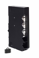 DIN AP Gehäuse mit Schrägauslass mit LC/SC/E2000 Ausschnitt sw RAL 9005 
inkl. Spleisskassette Crimphalter ANT und Deckel