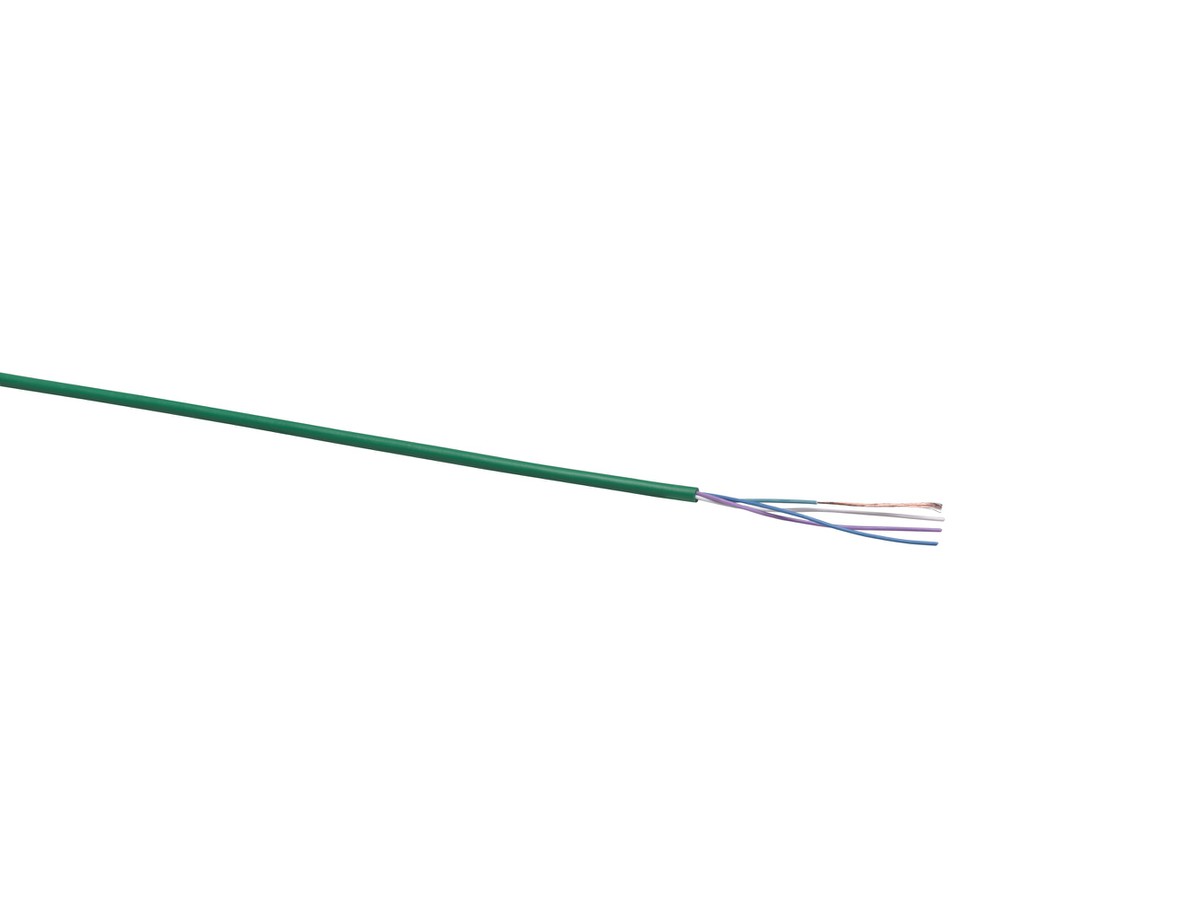 Tel. Kabel 4x0.14 grün, rund LSOH  RAL 6029 (36x0.07)  Aderfarben weiss, blau, türkis, violett
