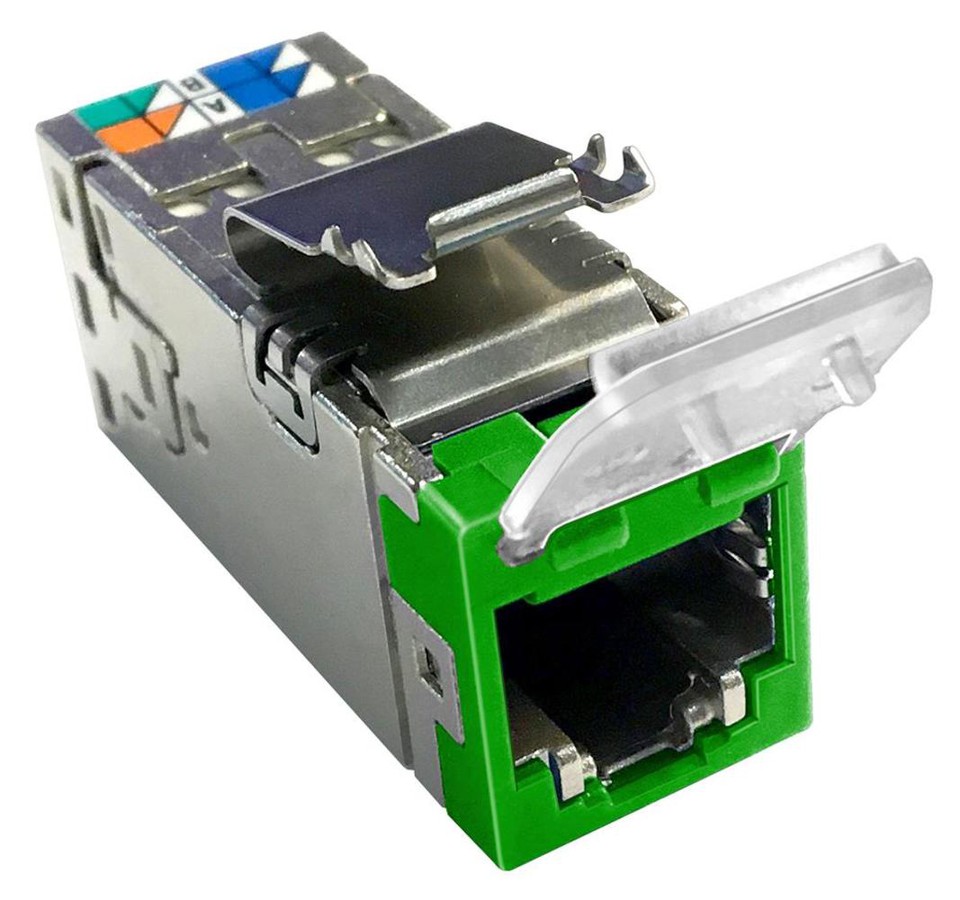 AMP-TWIST RJ45 SLX Kat. 6A S gn Mit Staubschutzklappe Aufnahme Keystone Codierfarbe grün
