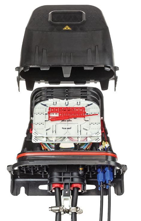 Corning LWL-Muffe BPEO Grösse 0 FDP-DROP für 4 Spleisskassetten sw