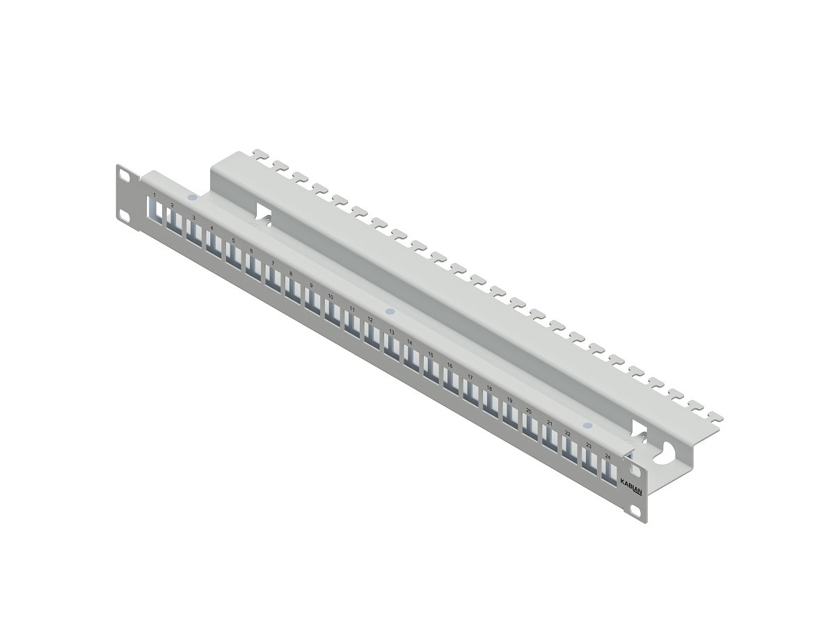 KABLAN Panneau 19'' 1U 24x Keystone gris (vide)