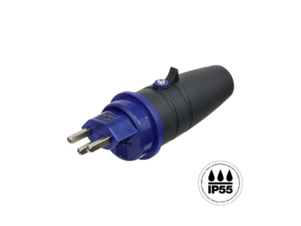 Fiche T23 IP55 16A 250V gris anthracite/bleu