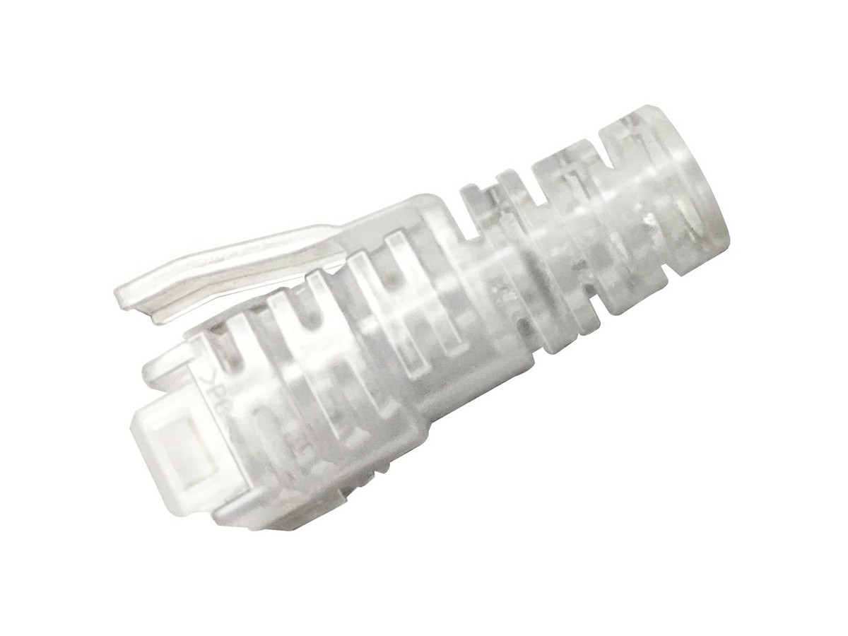 Modular Plug Shielded Slim-Line Boot (Tülle) for Category 6A/6 and Category 5e EMT Plugs, 4.7 to 6.0 mm, transparent
