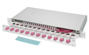 LWL 19" KEV 1HE ausz. 12xLC/Dupl. OM4 komp.