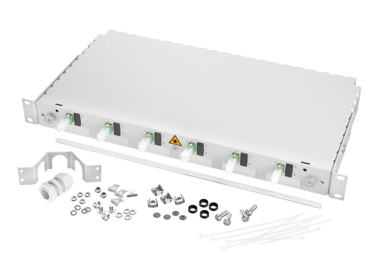 Fiberpanel 19"  6OTO 12LC/APC Duplex-Mittelstück mit Pigtail’s