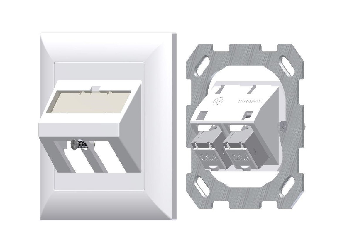 LAN UP60 Schrägauslassdose 2x Keystone EDIZIOdue 19 nr
