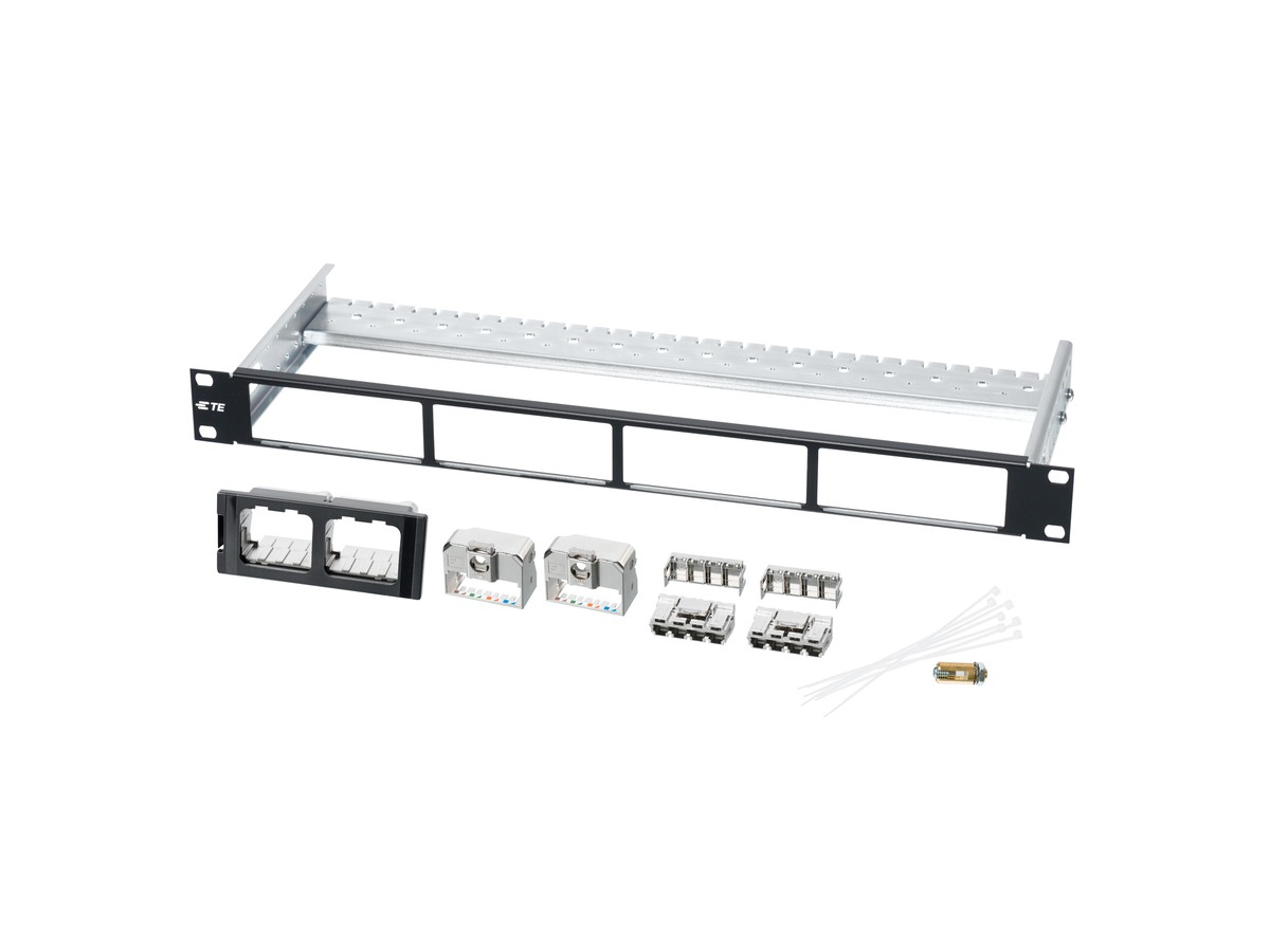 ACO Ultra Quick-Fit Patchpanel, 8fach, 1HE, lichtgrau inkl. 4 Quick-Fit Kits