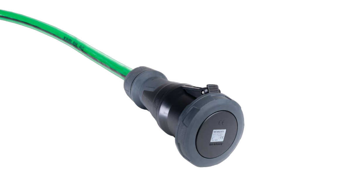 Alu Verlängerungskabel PUR Grün 5x35 konf. Stecker /Kupplung CEE 125A 5pol Schwarz 25m