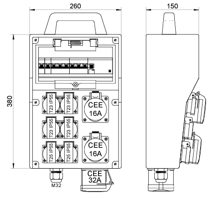 Distributeur de courant en caoutchouc dur DISTRO 260-7065