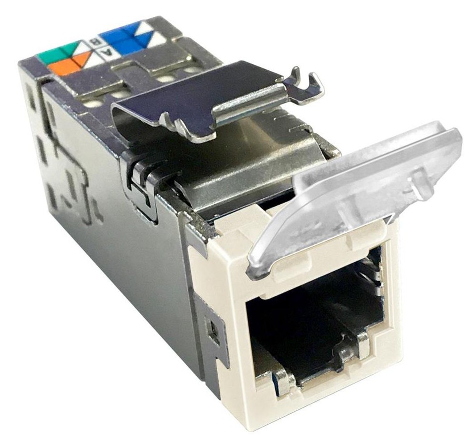 AMP-TWIST RJ45 SLX Kat. 6A S almond Mit Staubschutzklappe Aufnahme Keystone Codierfarbe mandelweiss