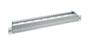 unilan 19" Patchpanel 1HE leer grau für 24 MS-Module mit Staubschutzklappen