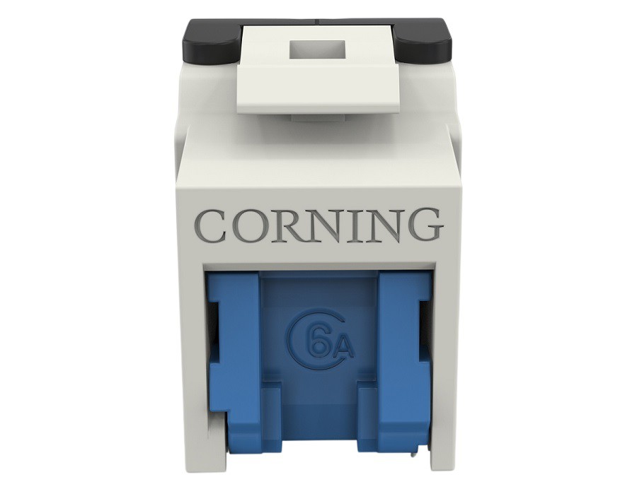 Corning RJ45 Jack Cat.6a Keystone UTP KS500U Trois sorties de câble Clapet anti-poussière intégré Câblage sans outillage