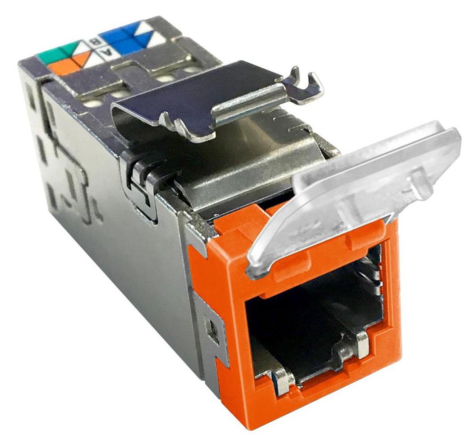 AMP-TWIST RJ45 SLX Kat. 6A S or Mit Staubschutzklappe Aufnahme Keystone Codierfarbe orange