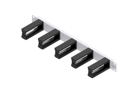 Rangierpanel 1HE mit 5 Kunststoffbügel 2K 100mm, gu Grosse Auflagefläche in den Rangierbügeln um Biegeradien nicht zu unterschreiten Ohne Montagematerial