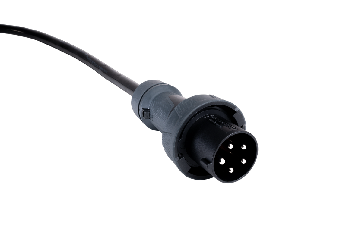 Alu Verlängerungskabel PUR Schwarz 5x16 konf. Stecker/Kupplung CEE 63A 5pol Schwarz 10m