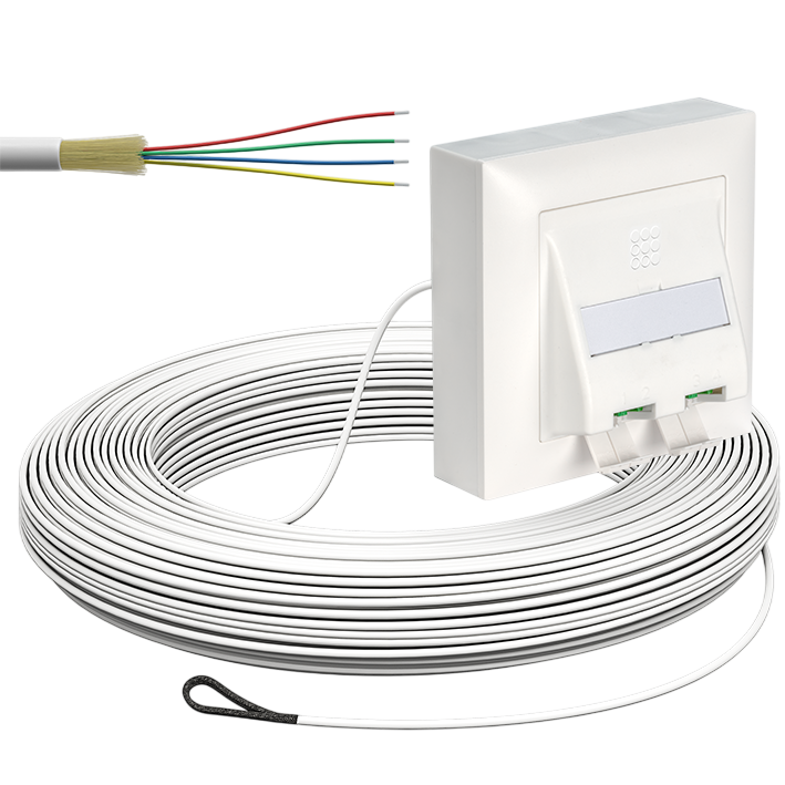 FTTH OTO AP AGRO 4xLC/APC 2xLC/APC DX G652.A2 2.3mm LSZH weiss B2ca 40m
