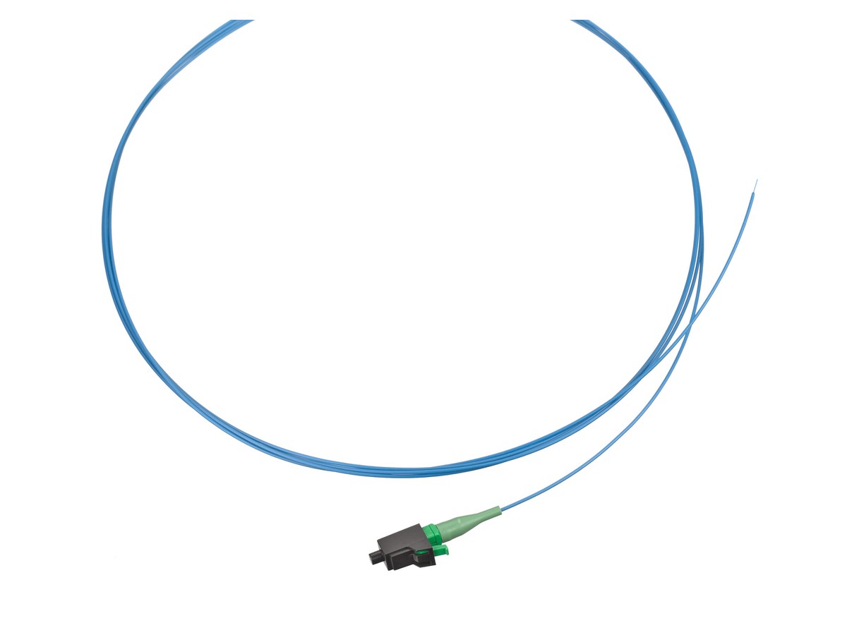 Pigtail blau für Fiberpanel Kompaktader G652 D,250 µm Stecker LC/APC  2.0 Meter