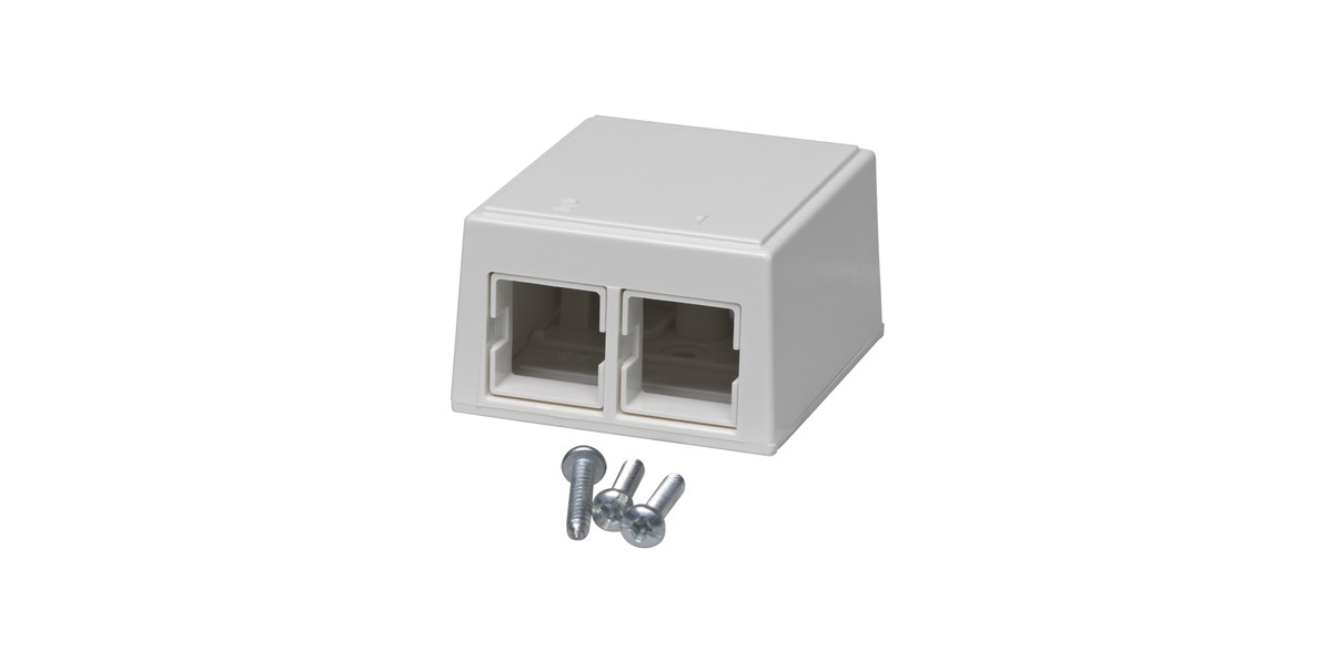 AP-Gehäuse f. 2xRJ45 Einsatz leer ws