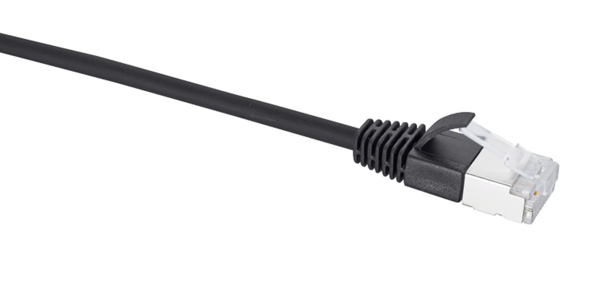 VL RJ45 Slim Cat.6a sz/sz 7.5m Câble patch slim STP diamètre 4mm catégorie 6A Câble : noir Protection anti-pli : noir