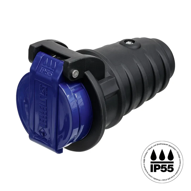 Prise T23 IP55 gris anthracite/bleu