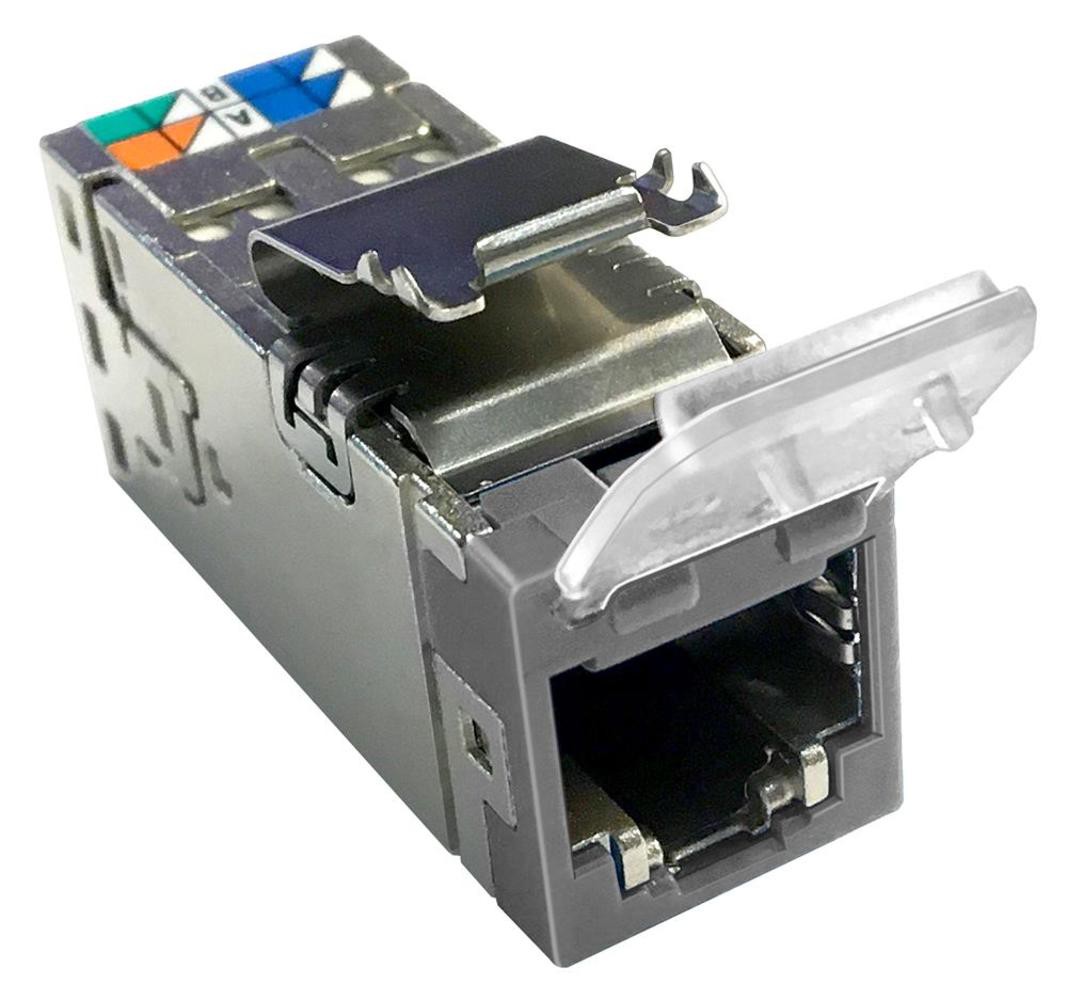 AMP-TWIST RJ45 SLX Kat. 6A S gu Mit Staubschutzklappe Aufnahme Keystone Codierfarbe grau