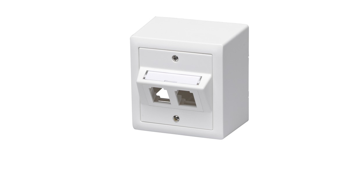 Prise AP Edizio Due 2x keystone blanc coudée vide