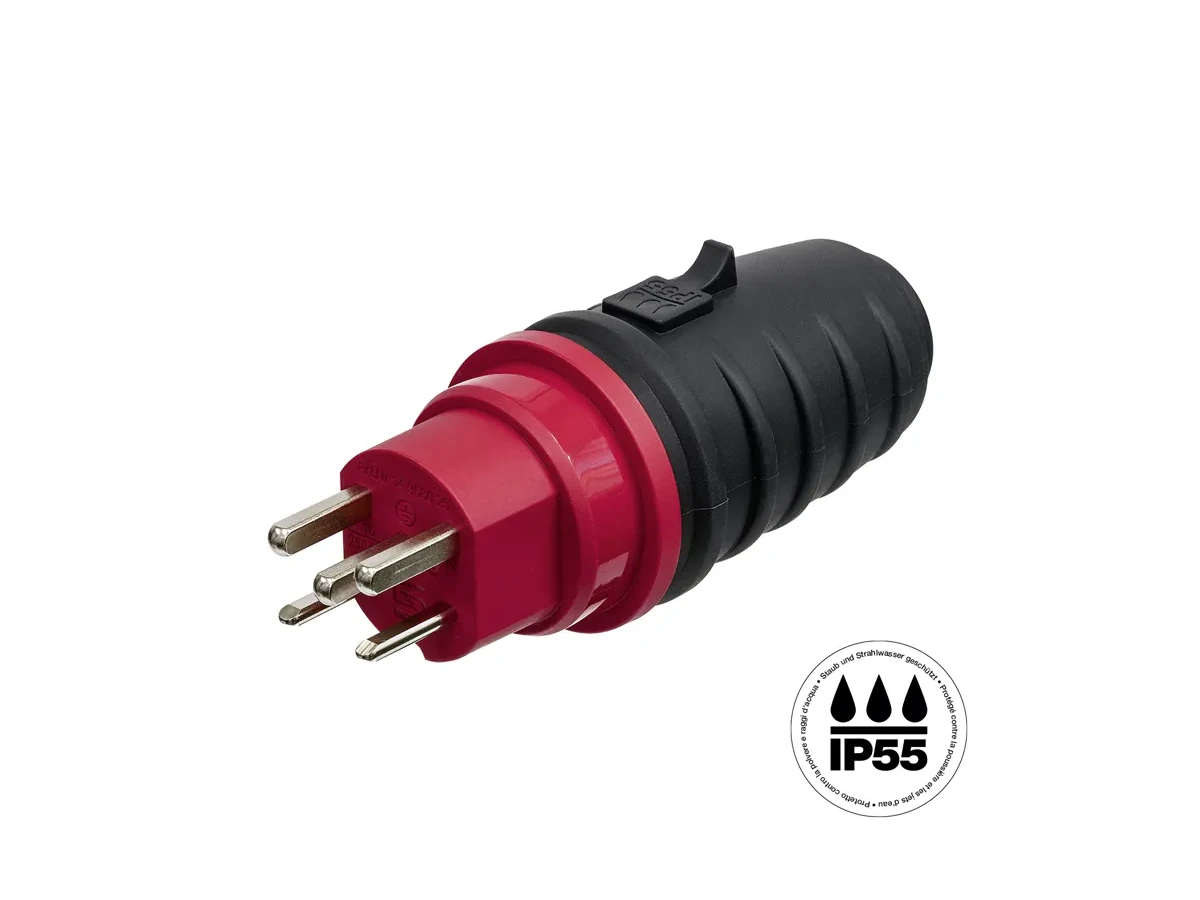 Fiche T25 IP55 gris anthracite/rouge