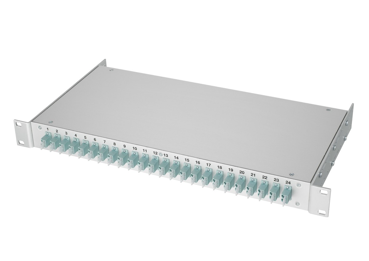 FO 19" Paneau 1U pour ML 24xLC/dupl. Él. centr. OM3 turquoise