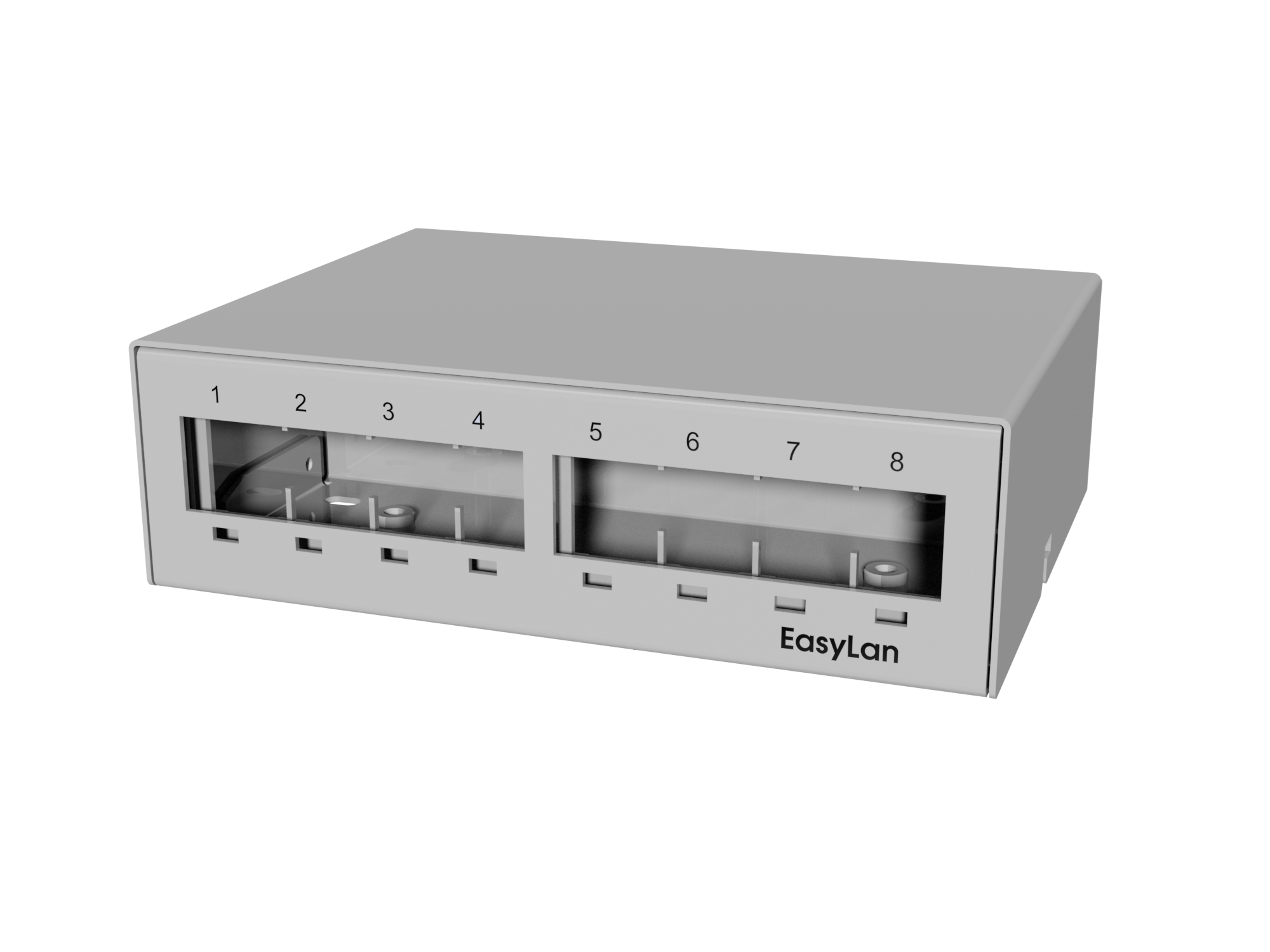 preLink/fixLink Verteilerbox AP und DIN 8x RAL7035 für den Einsatz von 8 Keystone Modulen Stahlblech feuerverzinkt und RAL7035 lackiertes Gehäuse