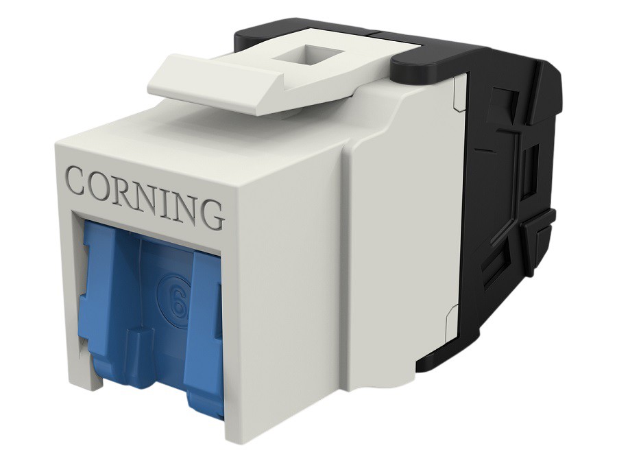 Corning RJ45 Jack Cat.6a Keystone UTP KS500U Trois sorties de câble Clapet anti-poussière intégré Câblage sans outillage